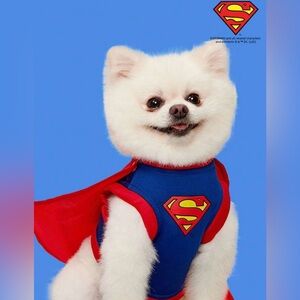 Superman Dog Costume Harness Vest with Cape